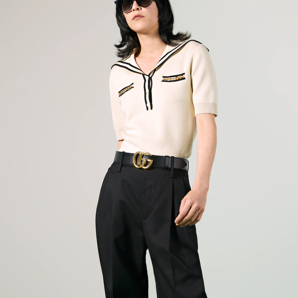 GG Marmont wide belt with shiny buckle