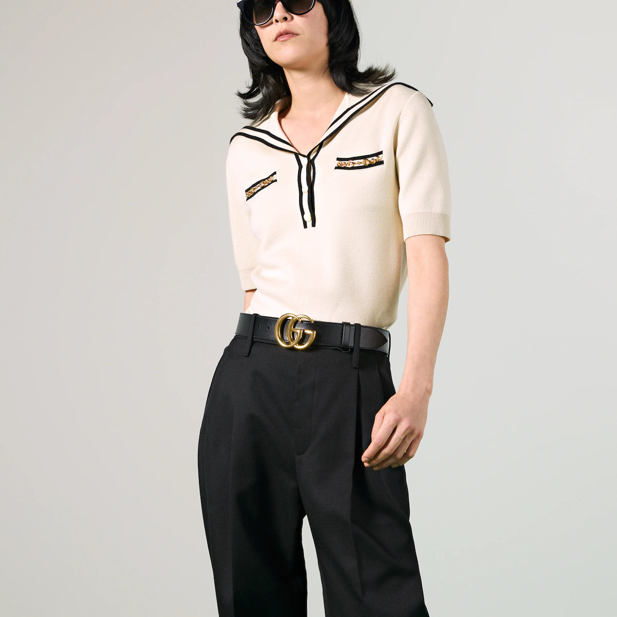 GG Marmont wide belt with shiny buckle