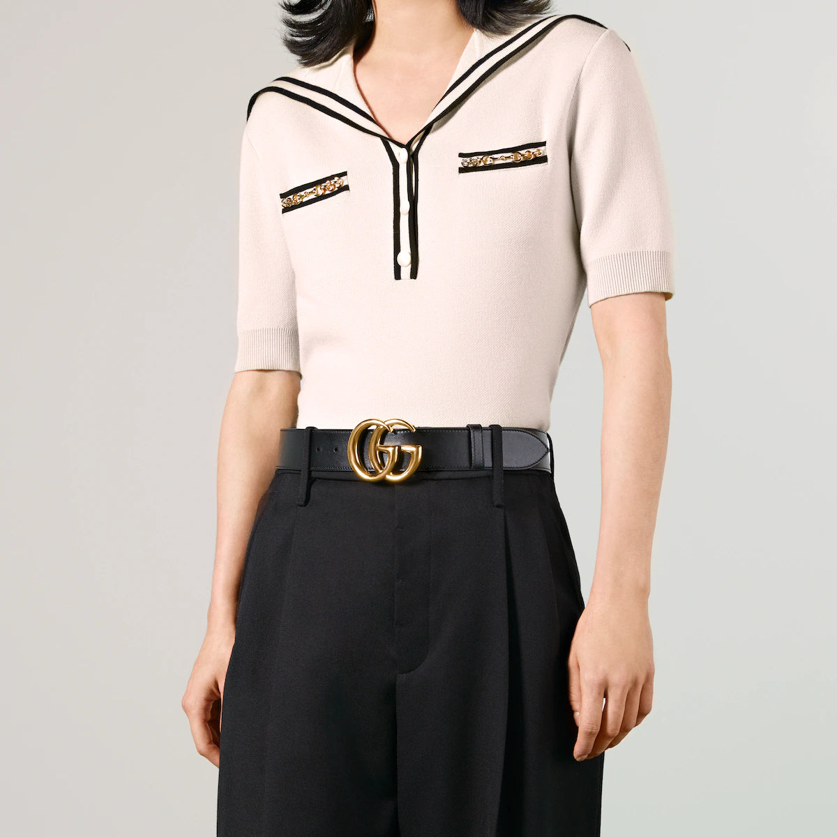 GG Marmont wide belt with shiny buckle